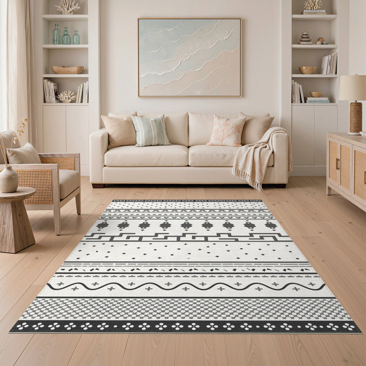 Black White Geometric Area Rug