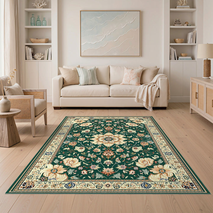 Green Floral Persian Area Rug