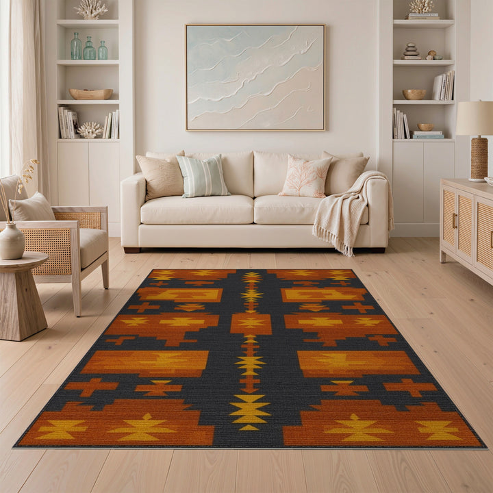 Orange Southwestern Geometric Area Rug