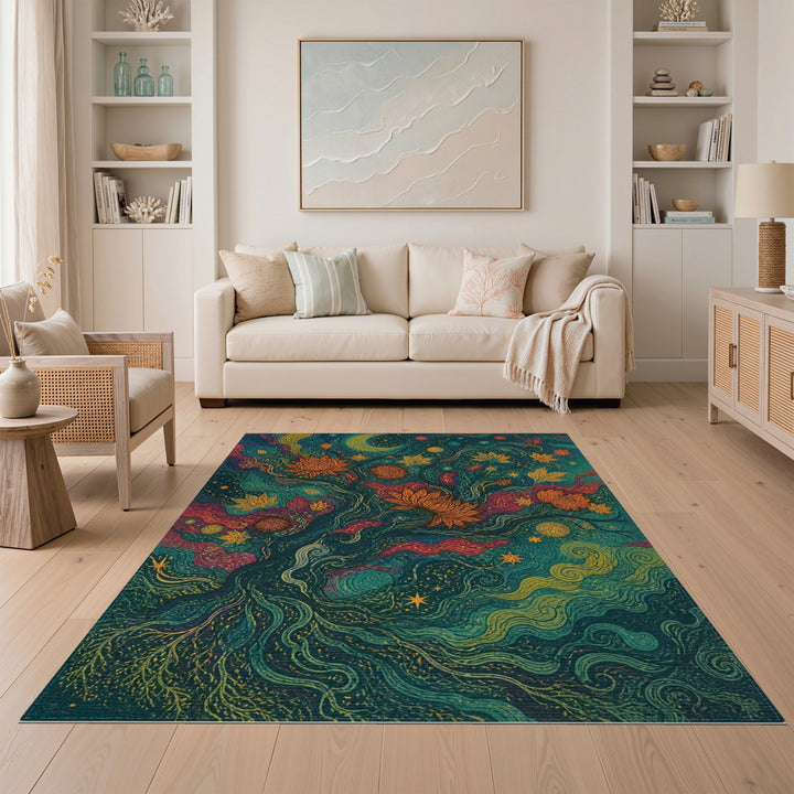 Celestial Floral Swirl Area Rug