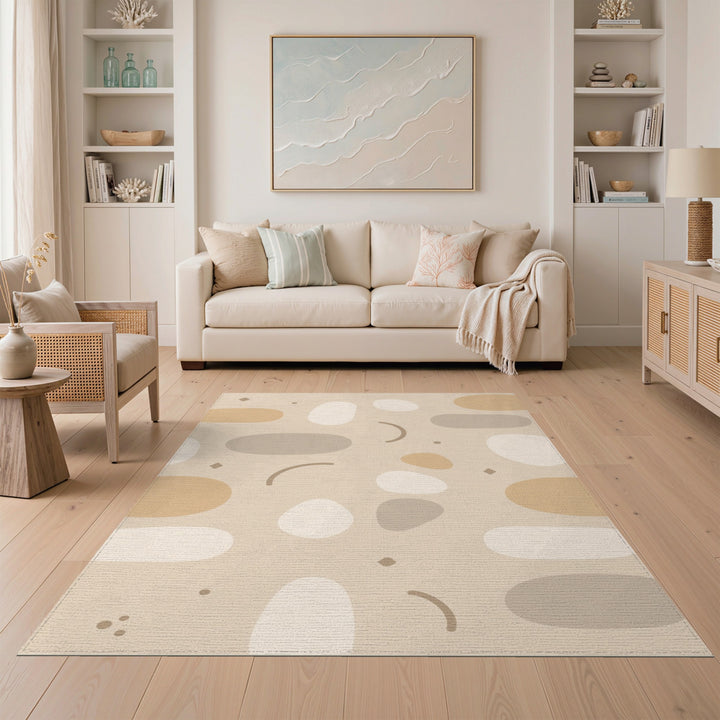 Organic Beige Abstract Organic Area Rug