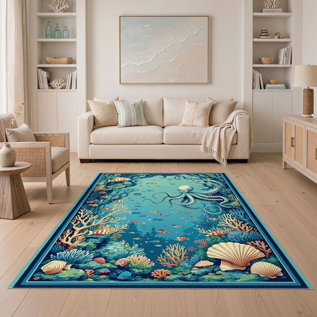 Octopus Reef Washable Area Rug