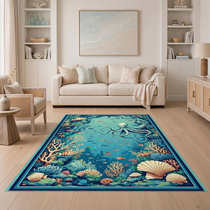 Octopus Reef Washable Area Rug