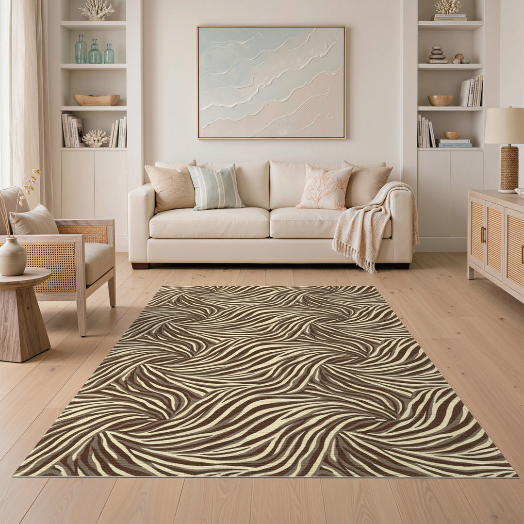 Brown Swirling Stripe Area Rug