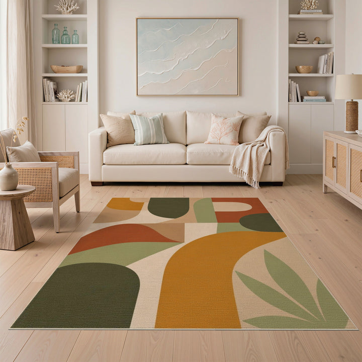 Earth Tone Abstract Area Rug
