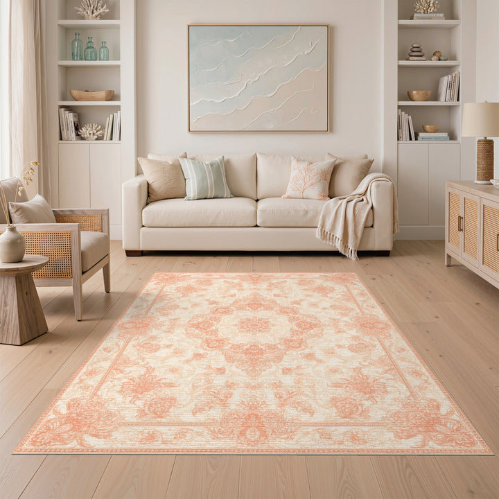 Floral Orange Persian Floral Area Rug