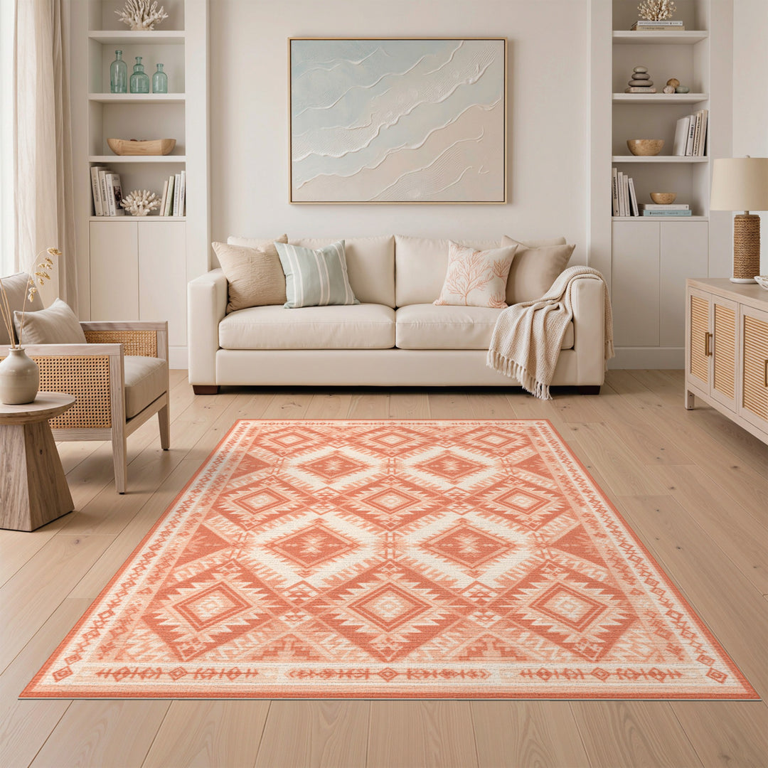 Orange Southwestern Geometric Area Rug