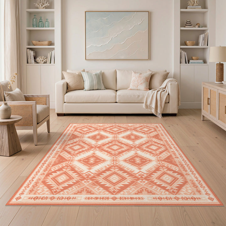 Orange Southwestern Geometric Area Rug