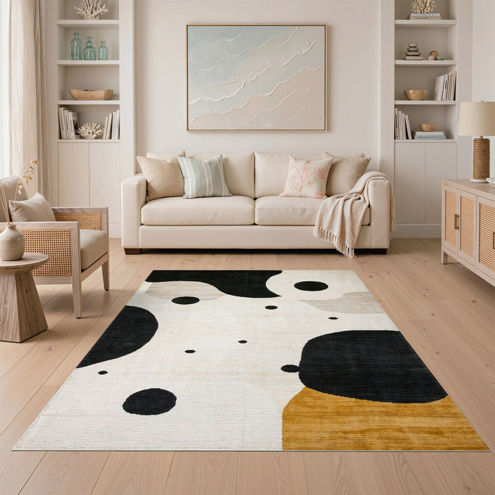 Black White Abstract Area Rug