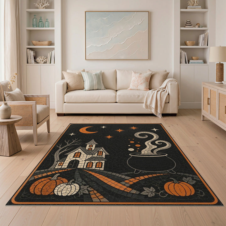 Mosaic Halloween Cauldron Area Rug