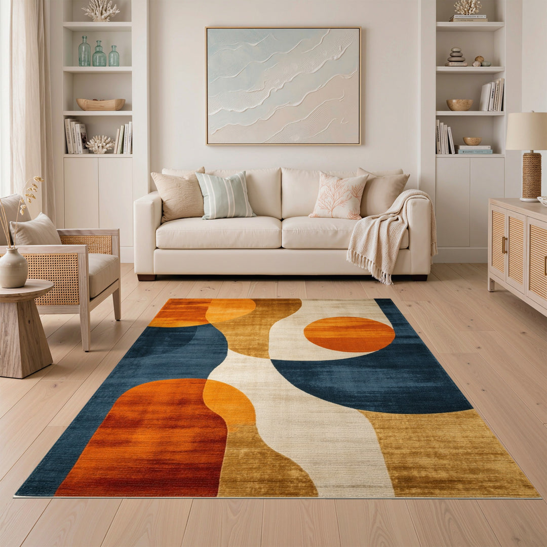 Abstract Circle Multi-Color Area Rug