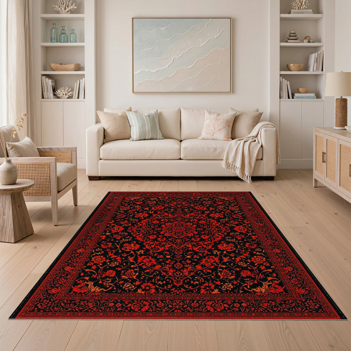 Floral Red Floral Persian Medallion Area Rug