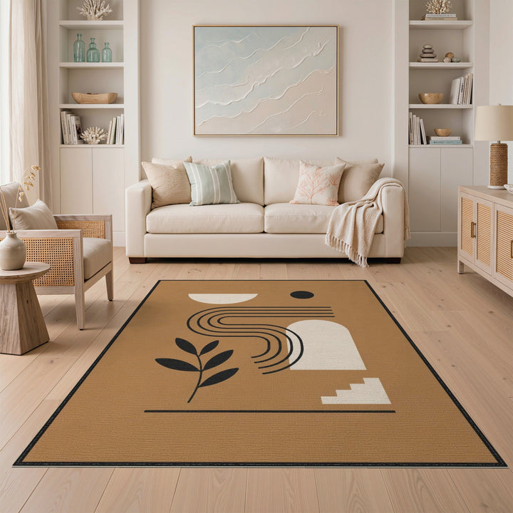 Brown Geometric Abstract Geometric Modern Area Rug
