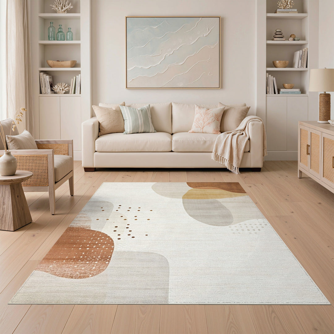 Abstract Neutral Area Rug in Beige and Brown