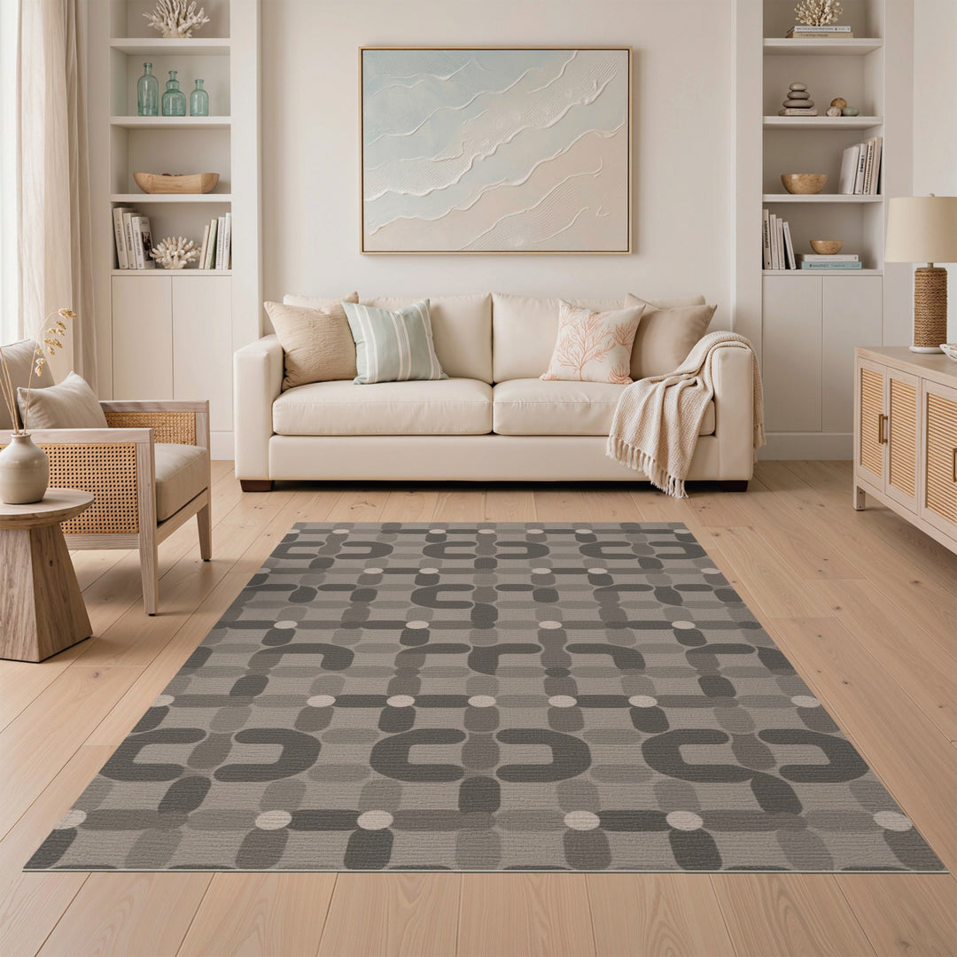 Grey Geometric Area Rug