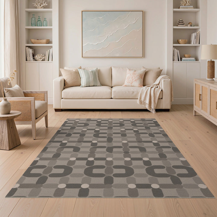 Grey Geometric Area Rug