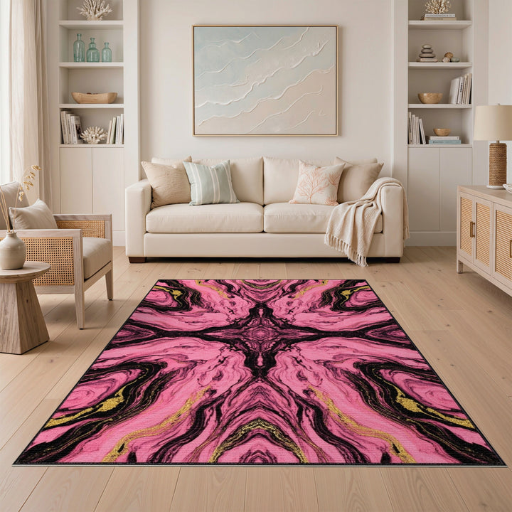 Pink Abstract Area Pink Abstract Marble Area Rug
