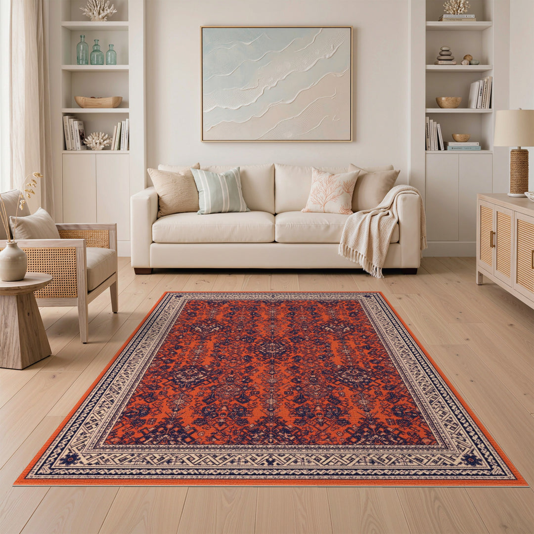 Orange Navy Persian Area Rug