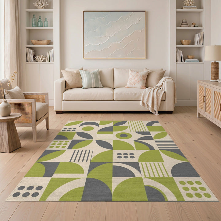 Green Geometric Modern Area Rug