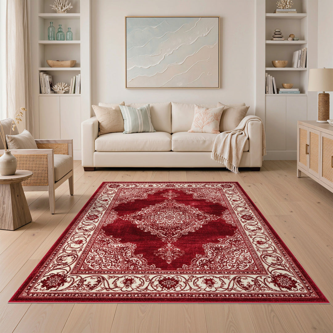 Red Persian Medallion Area Rug