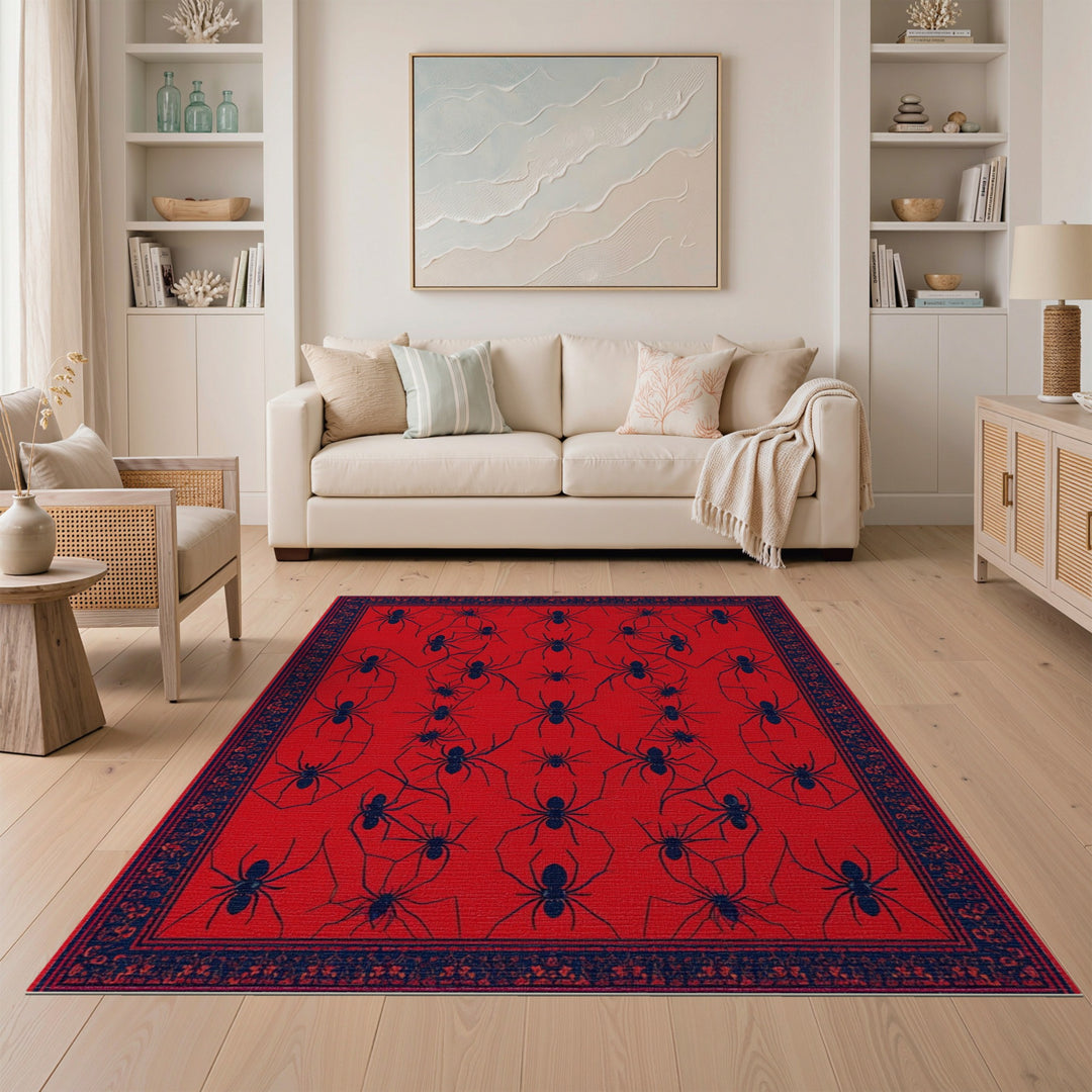 Red Spider Geometric Area Rug