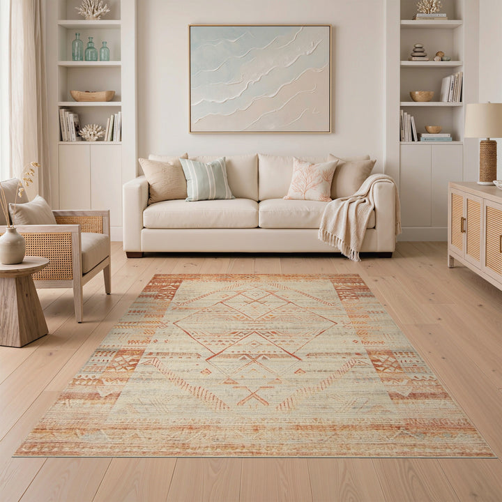 Orange Southwestern Geometric Area Rug