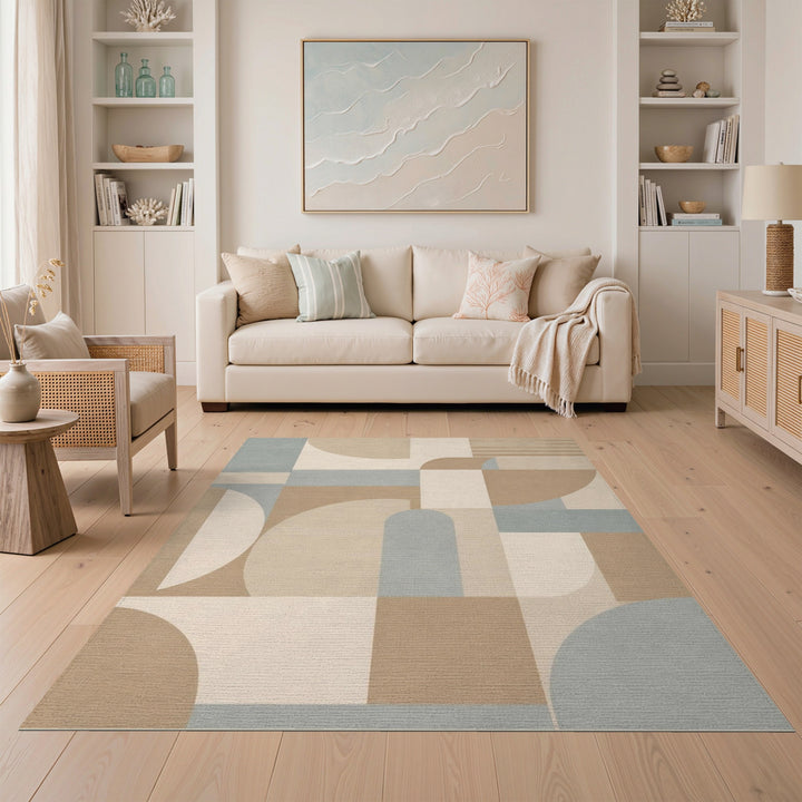 Contemporary Beige Geometric Area Rug