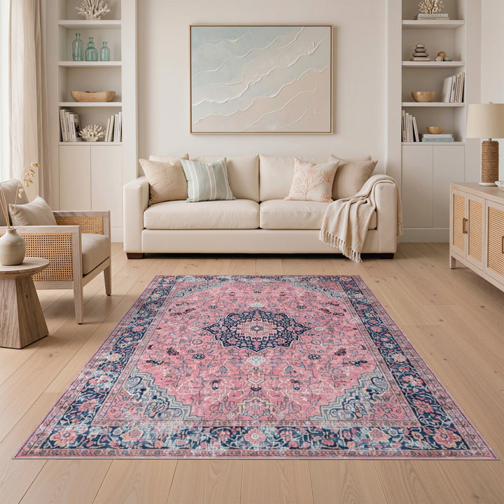 Floral Medallion Pink Persian Floral Medallion Area Rug