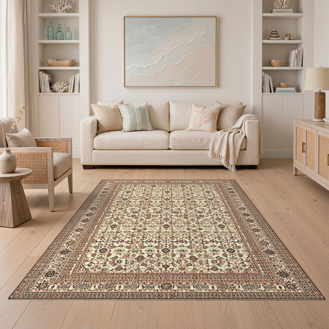 Beige Persian Medallion Area Rug