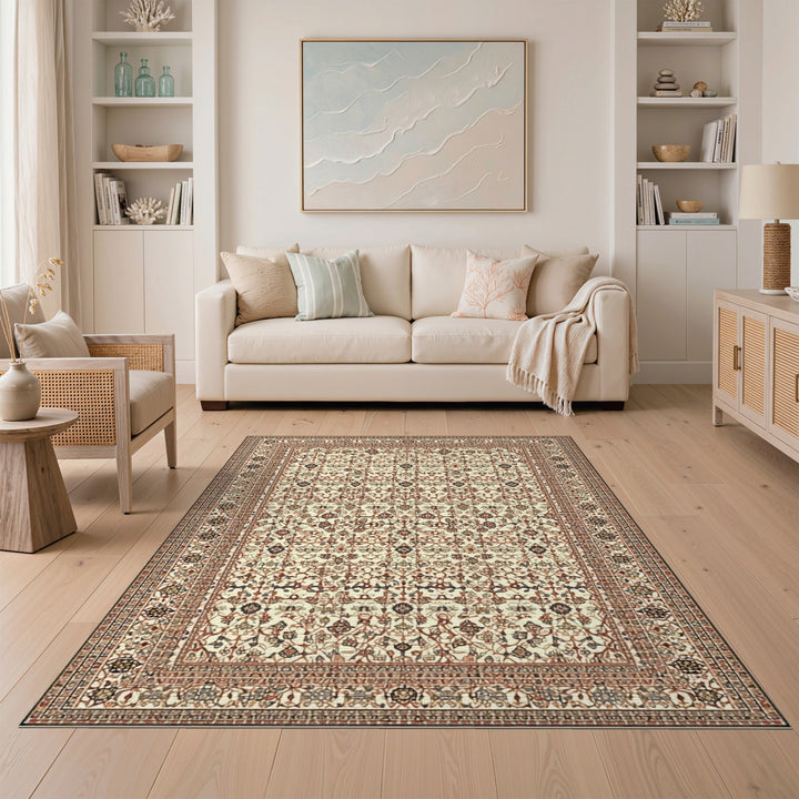 Beige Persian Medallion Area Rug