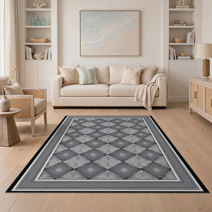 Black White Geometric Area Rug