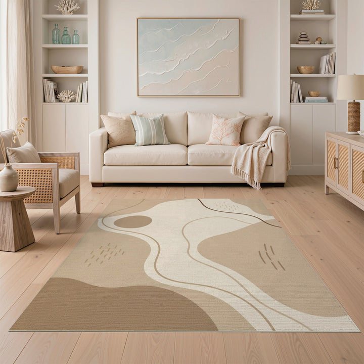 Beige Abstract Area Rug