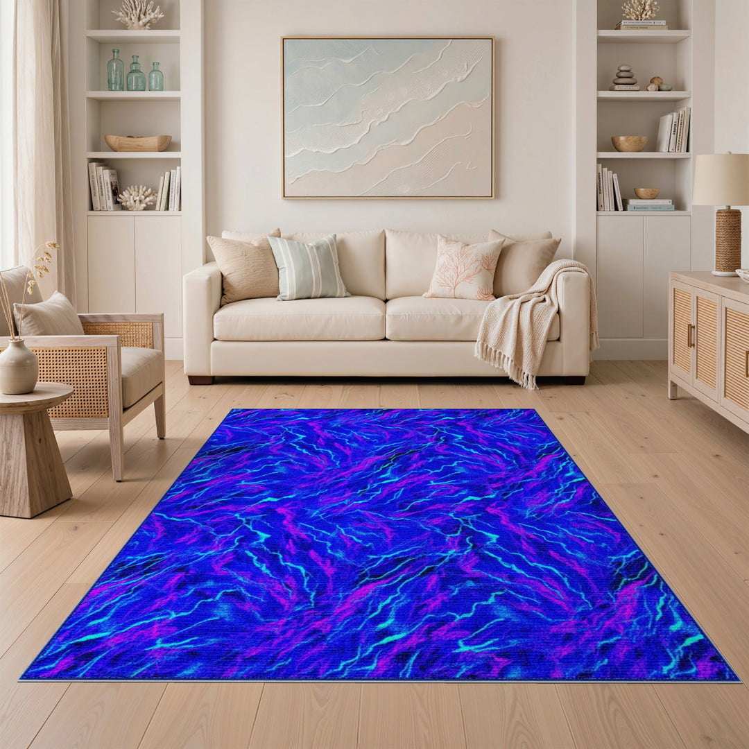 Blue Teal Abstract Swirl Abstract Area Rug