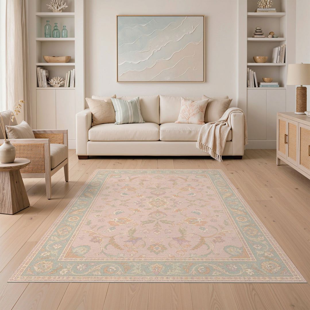 Pink Floral Vintage Area Rug