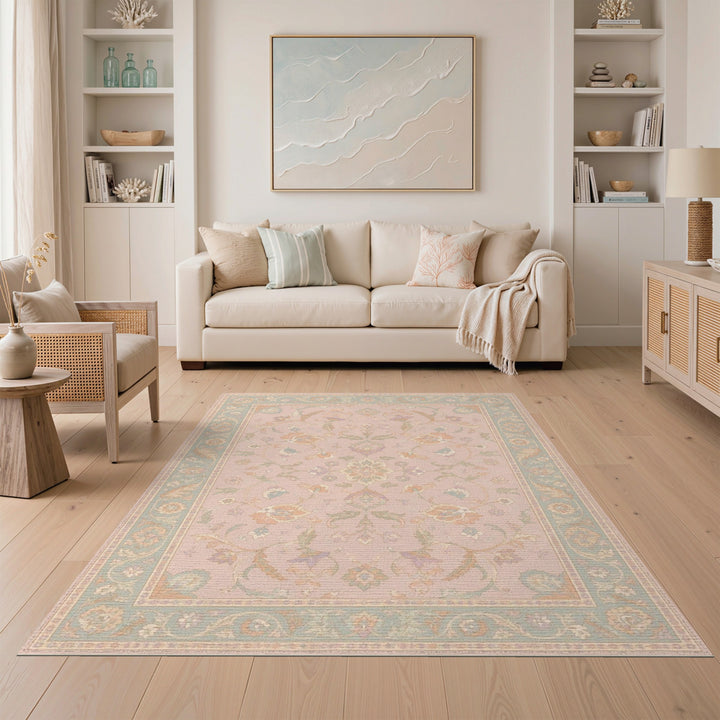 Pink Floral Vintage Area Rug