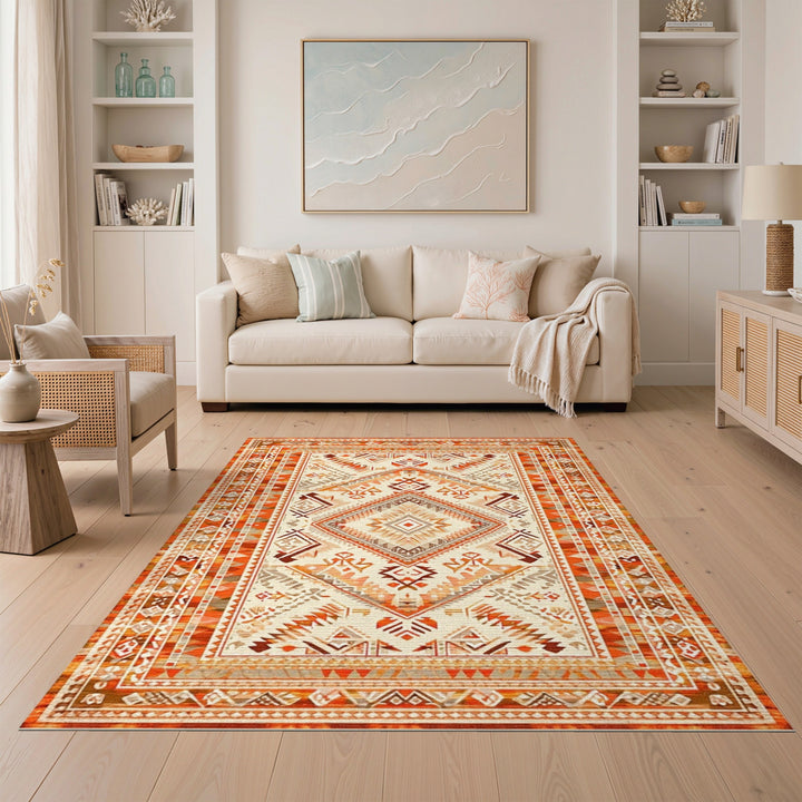 Orange Southwestern Geometric Area Rug