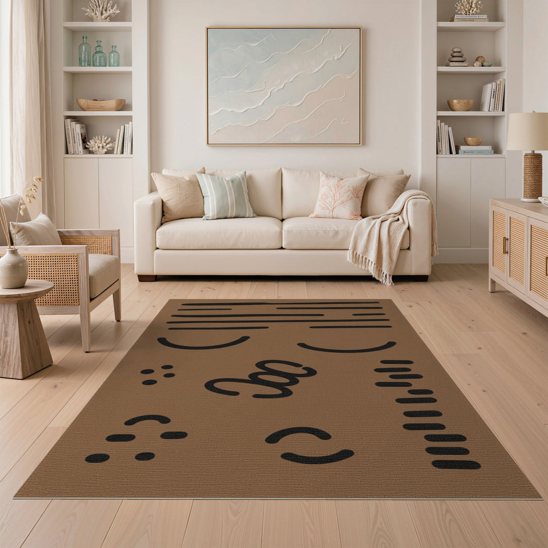 Brown Abstract Lines Area Rug
