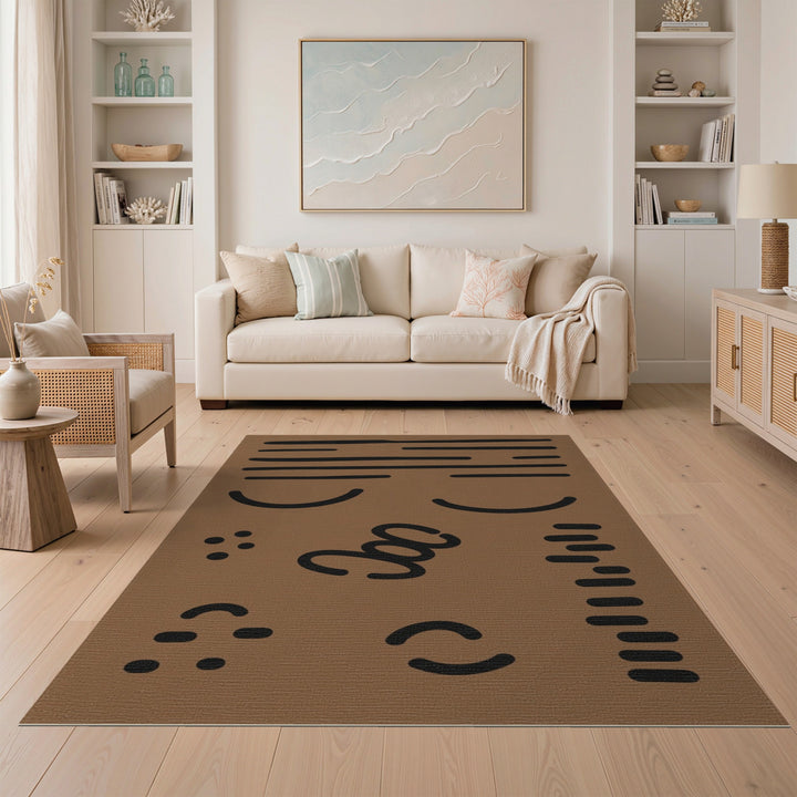 Brown Abstract Lines Area Rug