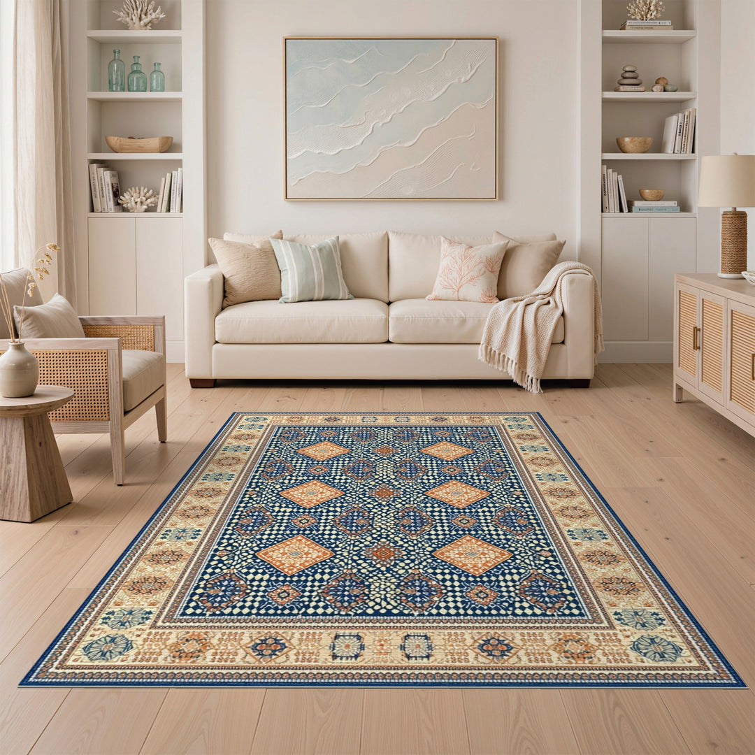 Blue Geometric Persian Area Rug