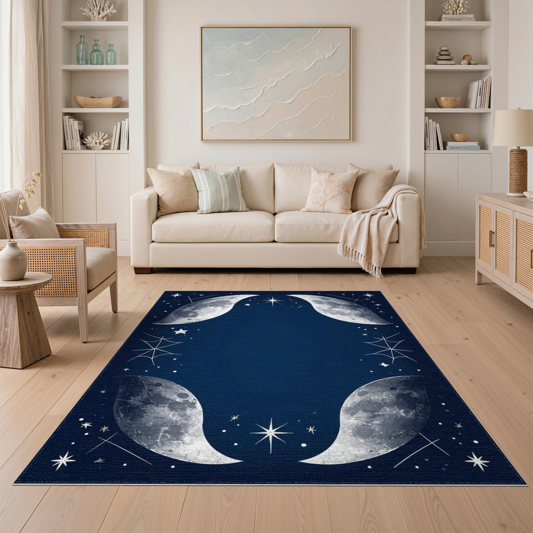 Crescent Moons Celestial Area Rug