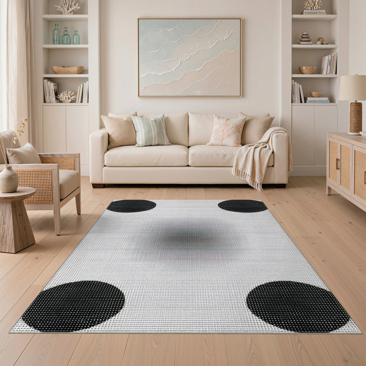 Black Circle Geometric Area Rug