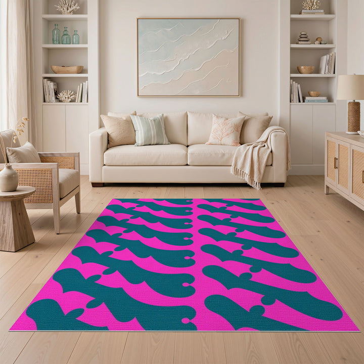 Vibrant Pink Abstract Area Rug