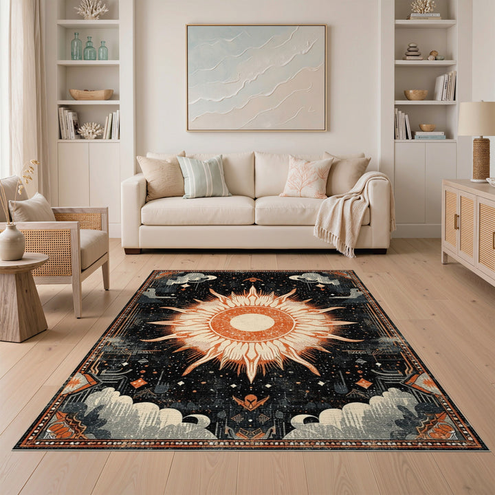 Orange Celestial Sun Area Rug
