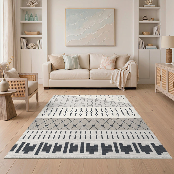 Grey Geometric Modern Area Rug