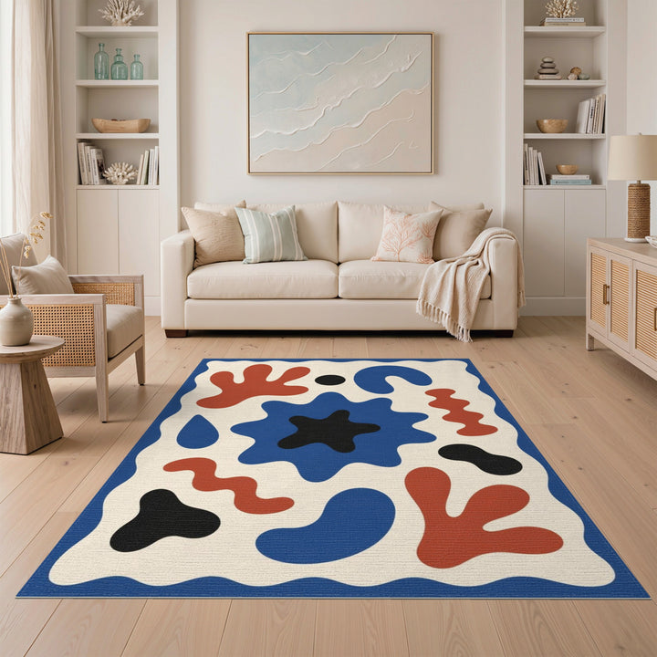Abstract Blue Red Area Rug
