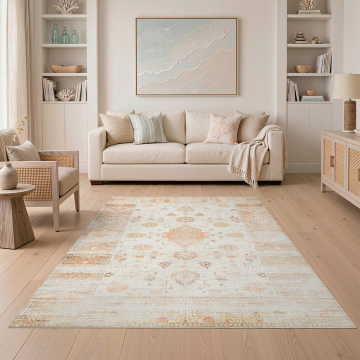 ODIKA Beige Distressed Vintage Area Rug