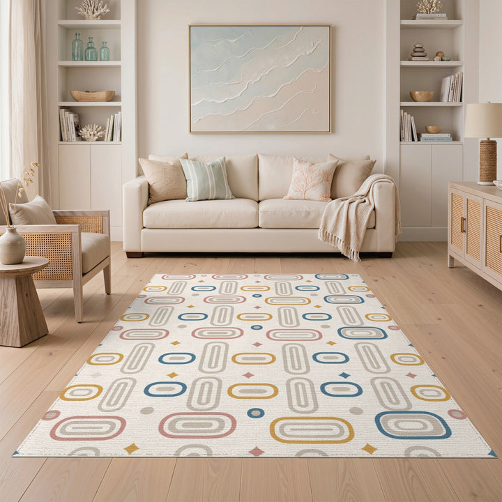 ODIKA Multi-Color Geometric Oval Area Rug
