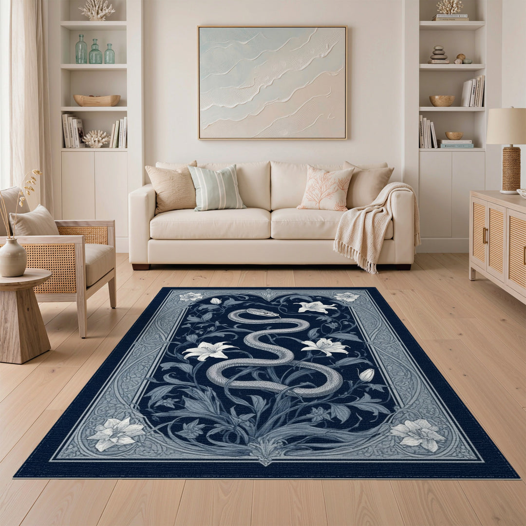 Blue Serpent Lily Area Rug