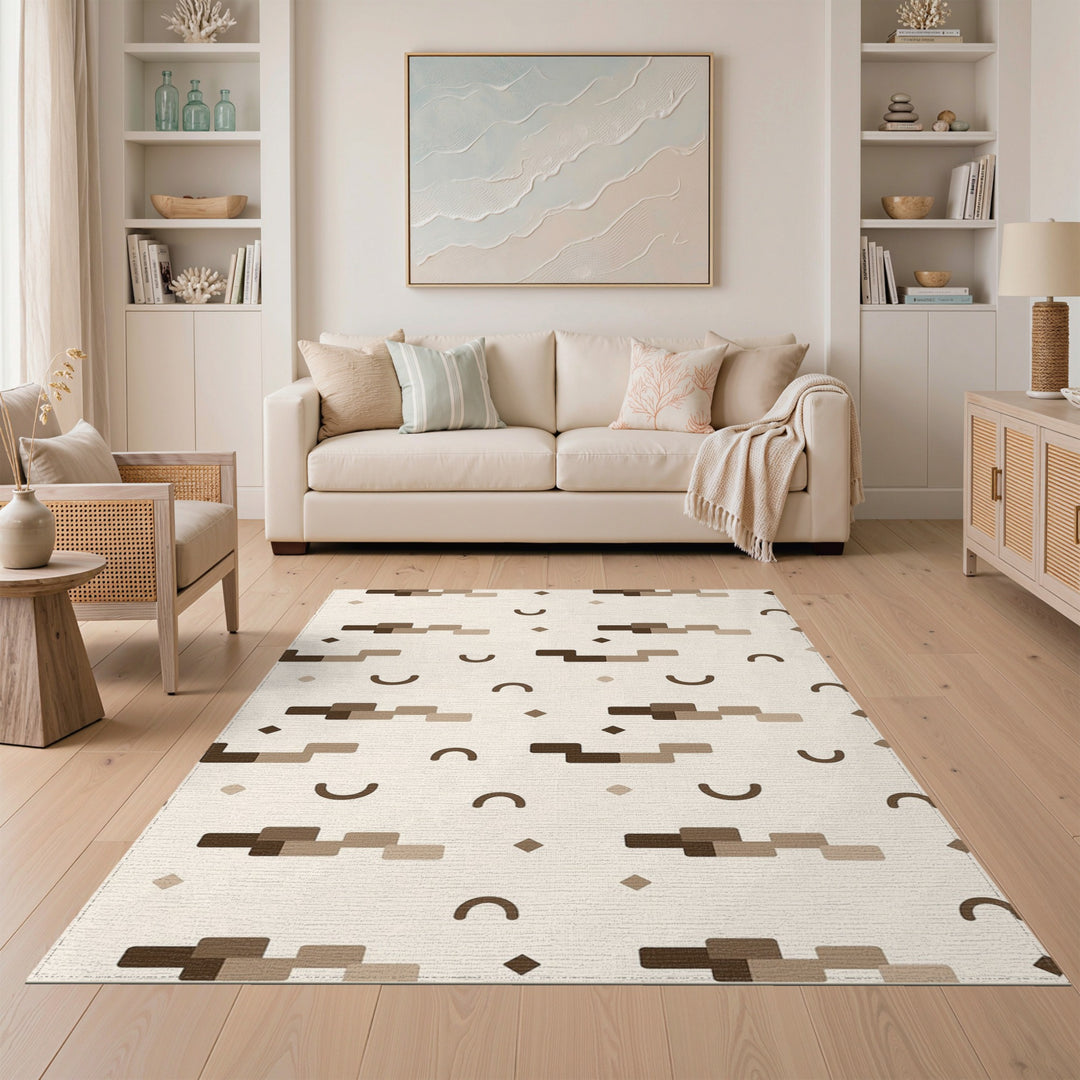 Brown Geometric Modern Area Rug