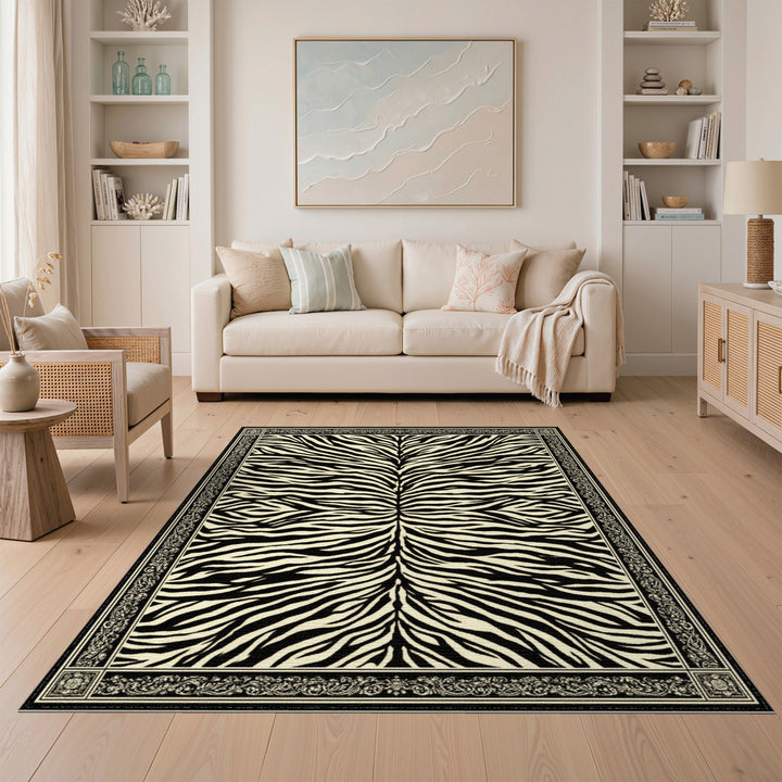 Black White Zebra Print Area Rug